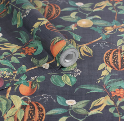 Esselle Home Tropic House Navy Wallpaper from B&Q