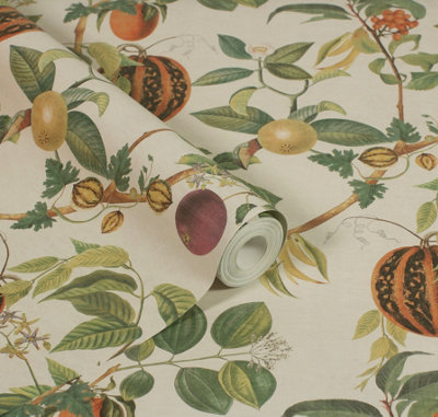 Esselle Home Tropic House Parchment/green Wallpaper from B&Q
