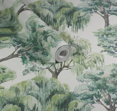 Esselle Home Whispering Willow Ivory/green Wallpaper from B&Q