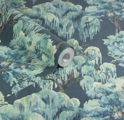 Esselle Home Whispering Willow Navy Wallpaper from B&Q
