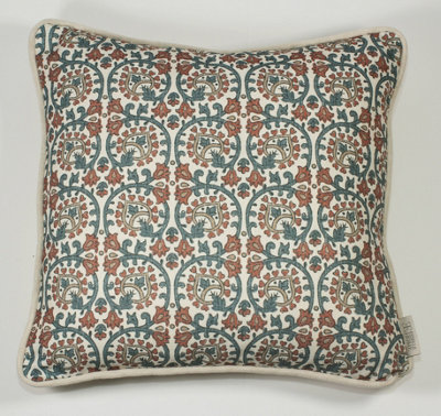 Esselle Home Veda Linen Spice/blue Cushion from B&Q