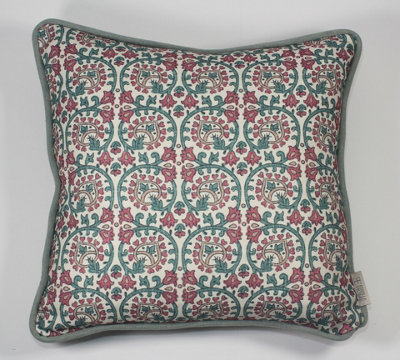 Esselle Home Veda Linen Teal/raspberry Cushion from B&Q