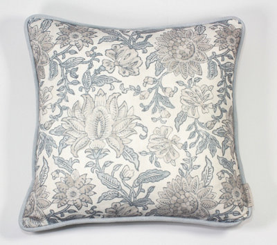 Esselle Home Nima Floral Taupe/soft Blue Cushion from B&Q