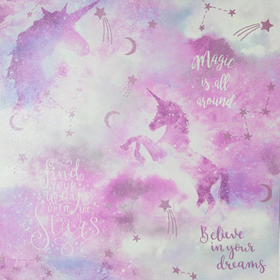 Arthouse Galaxy Unicorn Blush Multi Wallpaper from B&Q