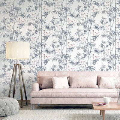 Arthouse Birds & Bamboo Grey Arthouse from B&Q