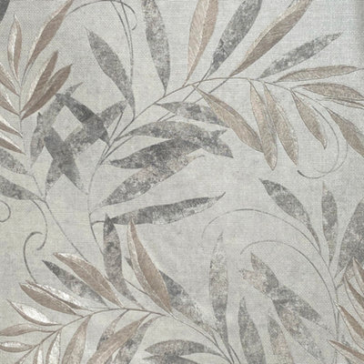 Arthouse Luxury Leaf Soft Silver Wallpaper from B&Q