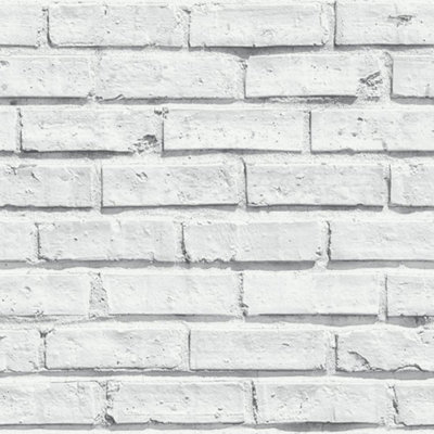 Arthouse White Brick Wallpaper 623004 from B&Q
