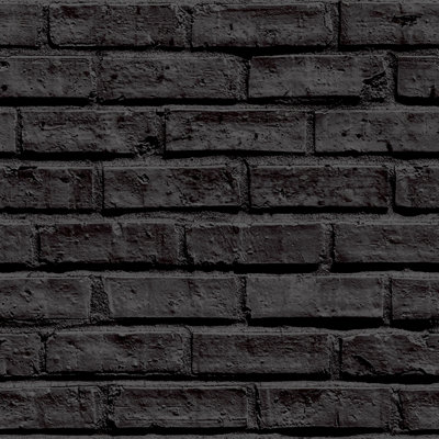 Arthouse Black Brick Wallpaper 623007 from B&Q