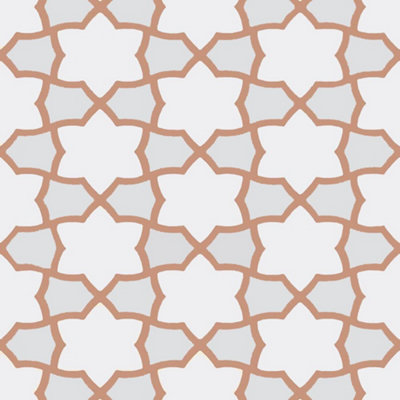 Geometric Lattice Glitter Wallpaper Moroccan Stars Grey White Copper Arthouse from B&Q