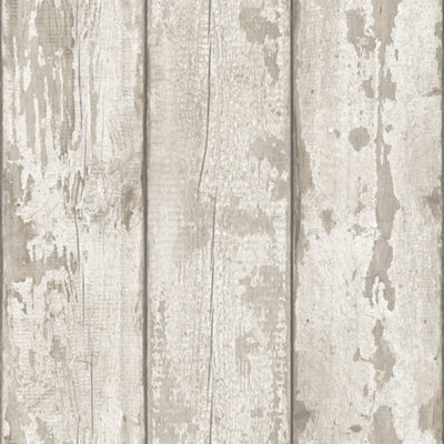 Arthouse Washed Wood White Wallpaper 694700 from B&Q