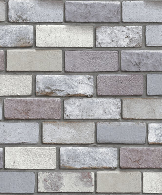 Arthouse Industrial Brick Grey Wallpaper 698800 from B&Q