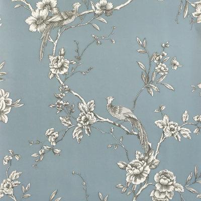 World Of Wallpaper Chinoise Wallpaper Slate Blue (900102-Bur) from B&Q