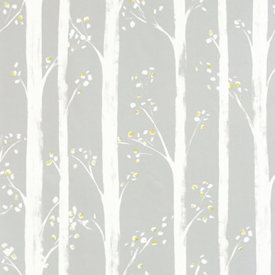 Arthouse Pretty Trees Ochre/grey Wallpaper from B&Q