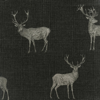 Arthouse Heritage Stag Charcoal/copper Wallpaper from B&Q