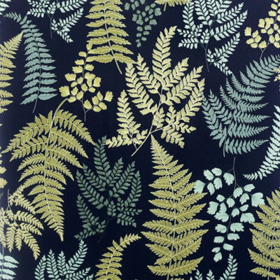 Arthouse Botanical Fern Charcoal/Green Wallpaper Green