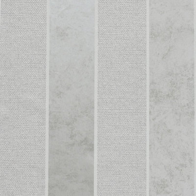 Calico Stripe Texture Wallpaper Grey Arthouse 921300 from B&Q