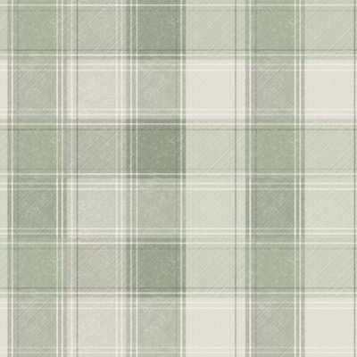 B&Q -  Country Check Sage Wallpaper