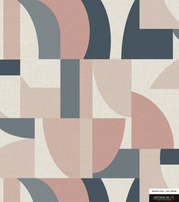 Arthouse Modern Geo Teal/blush Wallpaper from B&Q