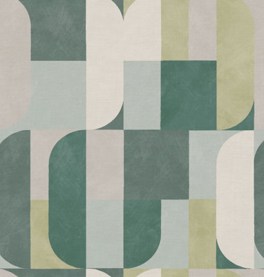 Esselle Home Atton Green / Natural Wallpaper from B&Q