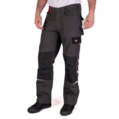 Lee Cooper Workwear Mens Reflective Piping Work TrousersGrey36W (31" Reg Leg) from B&Q