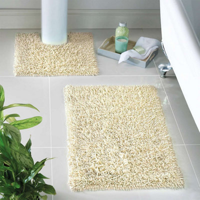  - Cotton Bath Mat & Pedestal Set In Cream2-PieceSuper Absorbent & Machine Washable