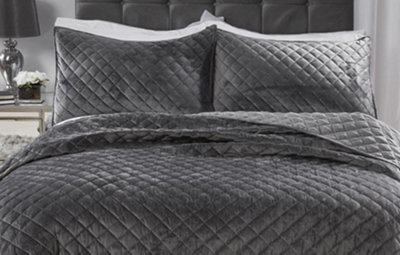 Emma Barclay Regent Crushed Velvet Quilted Bedspread from B&Q