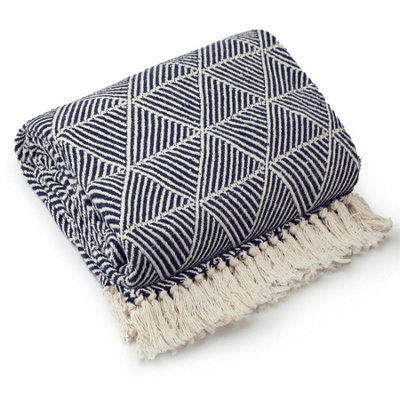 Emma Barclay Zahra Blanket/throw For Sofa Chair Bed Navy 130X150Cm from B&Q