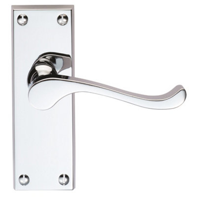 Carlisle Brass Polished Chrome Victorian Scroll Lever On Short Latch Backplate (Dl55Cp) from B&Q