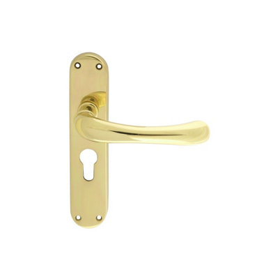 Carlisle Brass Manital Polished Brass Ibra Lever On Euro Lock Backplate (El11Y) from B&Q