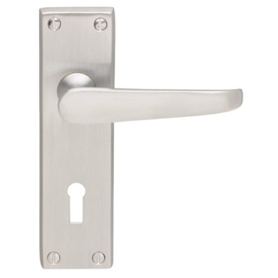 Carlisle Brass Satin Chrome Victorian Lever On Lock Backplate (M30Sc) from B&Q