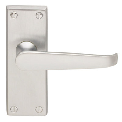 Carlisle Brass Satin Chrome Victorian Lever On Latch Backplate (M31Sc) from B&Q