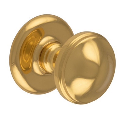Carlisle Brass Polished Brass Round Centre Door Knob (M60) from B&Q