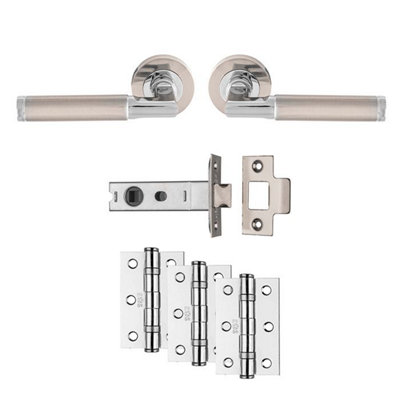 Carlisle Brass Belas Lever On Rose Latch Door PackSatin Nickel / Polished Chrome