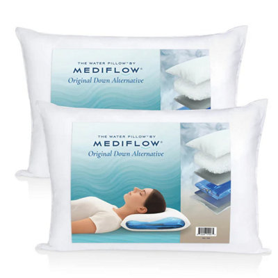 Mediflow Original Down Alternative Water Pillow Pair Adjustable Waterbase Neck SupportHypoallergenic Fibre Fill50 X 70Cm from B&Q