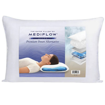 Mediflow Elite Down Alternative Water Pillow Adjustable Waterbase Neck SupportHypoallergenic Fibre Fill50 X 70Cm from B&Q