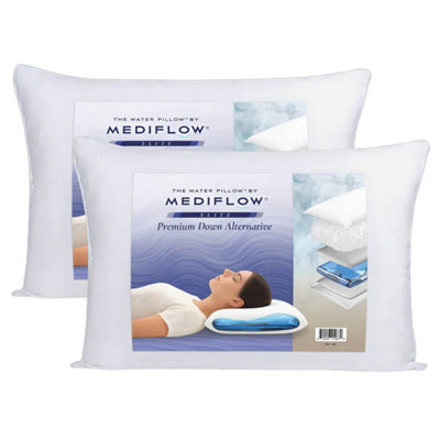 Mediflow Elite Down Alternative Water Pillow Pair Adjustable Waterbase Neck SupportHypoallergenic Fibre Fill50 X 70Cm from B&Q