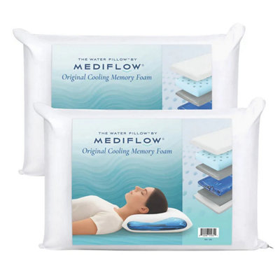 Mediflow Original Hybrid Foam Water Pillow Pair Adjustable Waterbase™ SupportMemory Foam ComfortHypoallergenic50 X 70Cm from B&Q