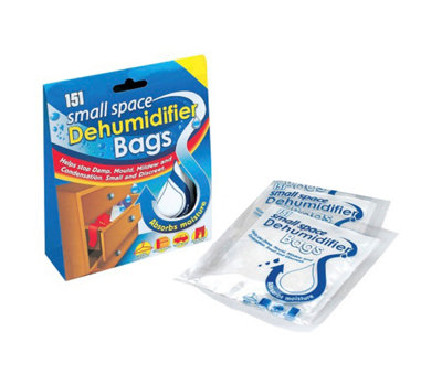 B&Q - 151 Small Space Dehumidifier Bags (2 Sachets) Moisture Trap Damp Mould Control Car Caravan Home