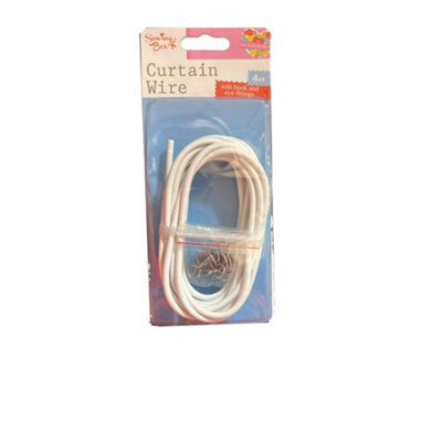 B&Q - 151 Essentials 4M Curtain Wire 16 Hook & Eye Fittings