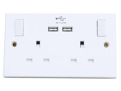 Dencon 4410Nb Switched Socket 2-Gang + 2 Usb Ports 13A Dcn4410Nb from B&Q