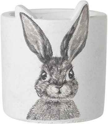 B&Q White Heaven Sends Bunny Rabbit Plant Pot, Ceramic Animal Planter For Succulents, Herbs Or Flowers Small