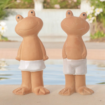Pair Of Terracotta Frog Garden Ornaments 27.5Cm from B&Q