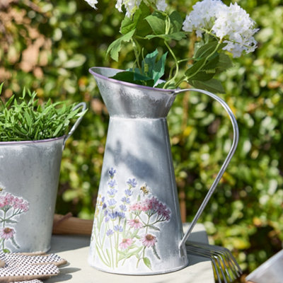 B&Q -  Lavender Meadow Metal Pitcher Jug Flower Vase