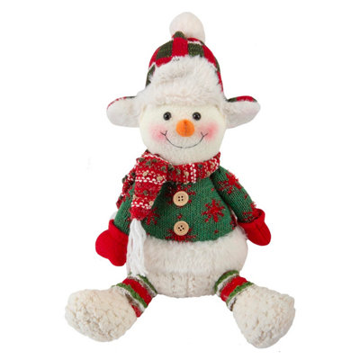 Christmas Sitting Snowman Decoration Plush 19Cm X 22.5Cm White X 1 from B&Q
