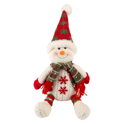 Christmas Sitting Snowman Decoration Plush 19Cm X 22.5Cm White X 1 from B&Q