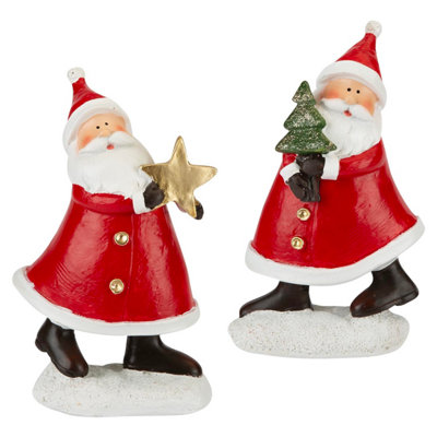 Christmas Santa Ornaments Decoration 16Cm X 9.5Cm 2 Pack from B&Q