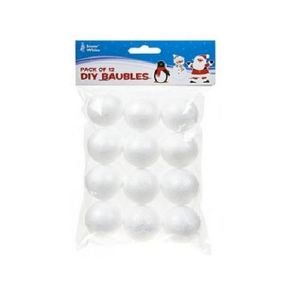 PMS Pack Of 12 Make Decorate Your Own Polyfoam Mini Christmas Tree Baubles 3.6Cm from B&Q