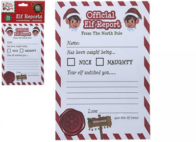PMS Pack Of 25 A5 Christmas Official Elf Reports from B&Q