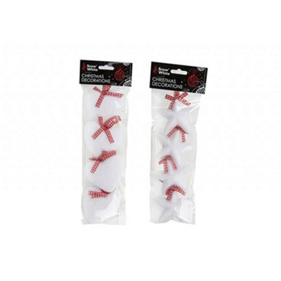 B&Q -  Pack Of 4 9.5Cm Heart & Star Christmas Decorations