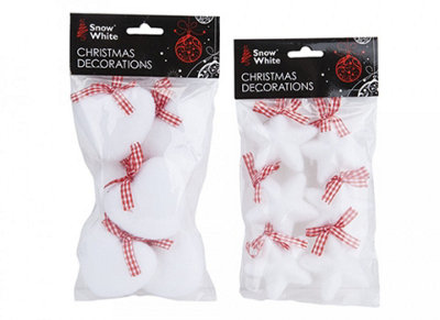 B&Q -  Pack Of 6 6Cm Heart Or Star Christmas Decorations